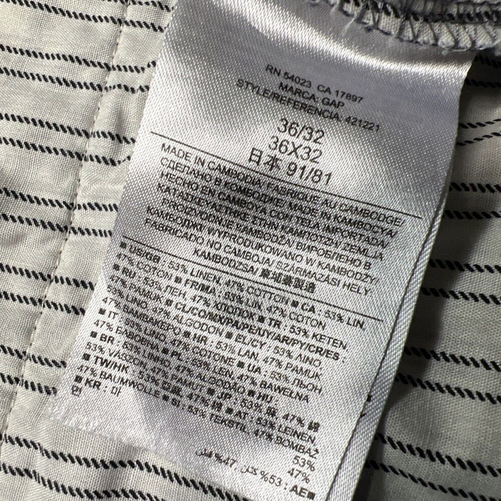 GAP Mens Slim Fit Linen Blend Chinos Pants Blue Size 36x32 Casual Office - Picture 5 of 9